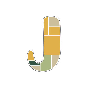 Letter J Photo Collage Template with Abstract Geometric Composition