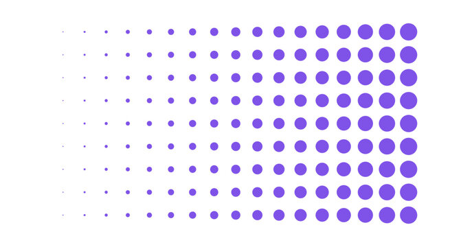 Purple halftone dot gradient pattern with increasing circle sizes