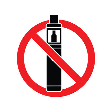 prohibited vaping device symbol black silhouette of an e cigarette with a red circle and slash high quality professional detailed modern