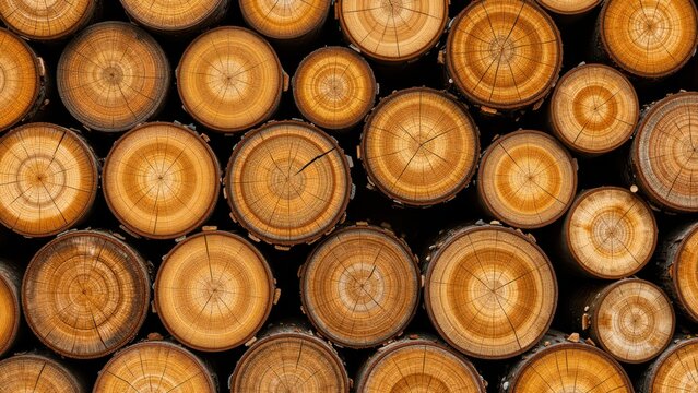 Cross Section of Wood Log Circles Texture Background