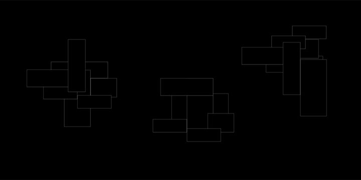 Abstract Geometric Rotation Puzzle Shapes on  black Background