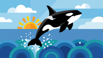 An orca jumping out of the ocean. © Abhinaya Project