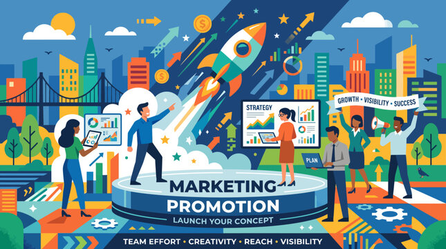 Marketing promotion and business teamwork concept.
