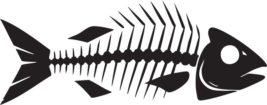 Fish skeleton silhouette with animal skeleton food chain skeleton