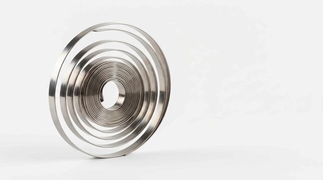 metallic flange gasket isolated on white background with reflective texture