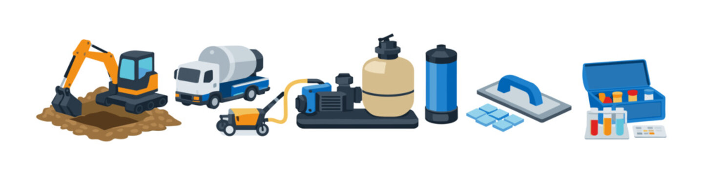 Pool Construction Equipment Set
