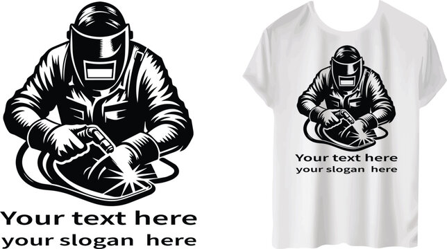 Professional metal welder working with torch vector