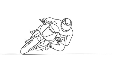 Fototapeta premium Motorcycle racer leaning into a sharp turn concept of speed and competition dynamic line drawing motorcycle sport rider racing bike speed demon outdoor sport competition