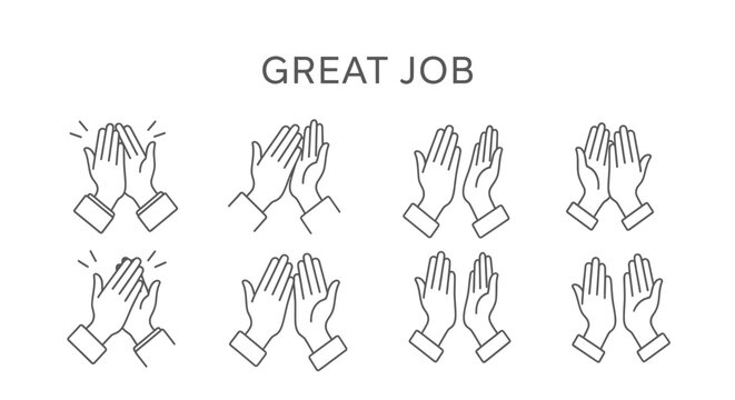 Hands clapping in different positions.