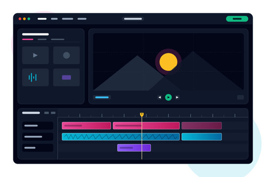 Creative Video Editor Software Application Interface Dark Theme Multimedia Production Workflow Display