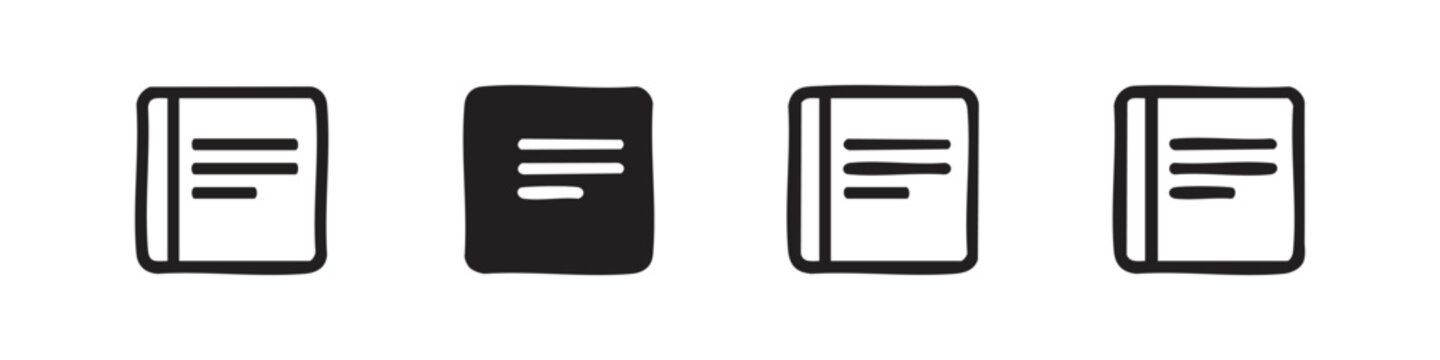 Mobile document or e-book icon set - Smartphone content and digital reading symbol