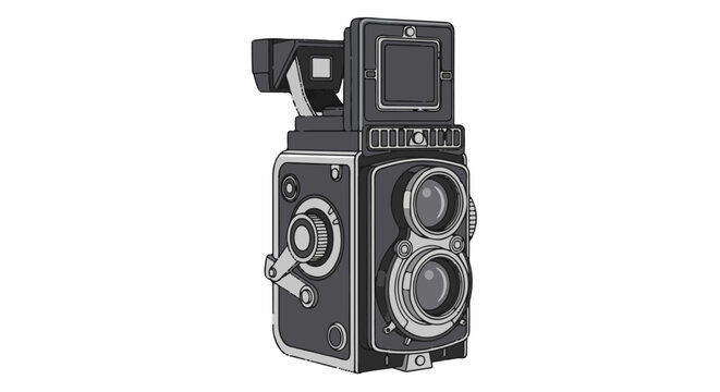 Vintage twin-lens reflex camera illustration