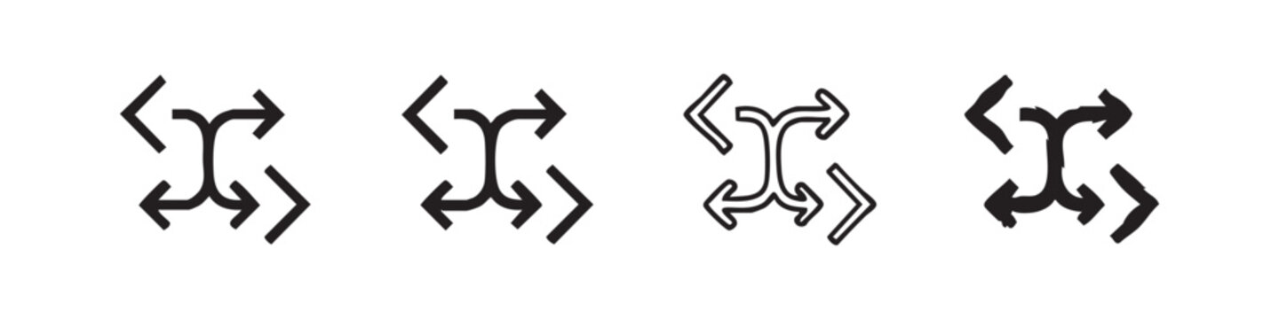 Full screen and exit full screen icon set. Expand and collapse arrows symbol vector illustration.
