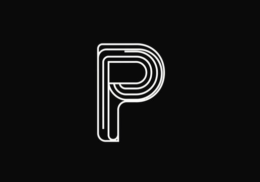 Minimalist white letter P logo with parallel lines