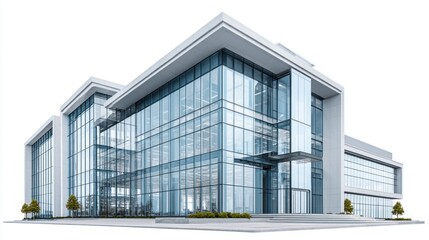 Fototapeta premium Modern glass office building with clean lines and minimalist architecture