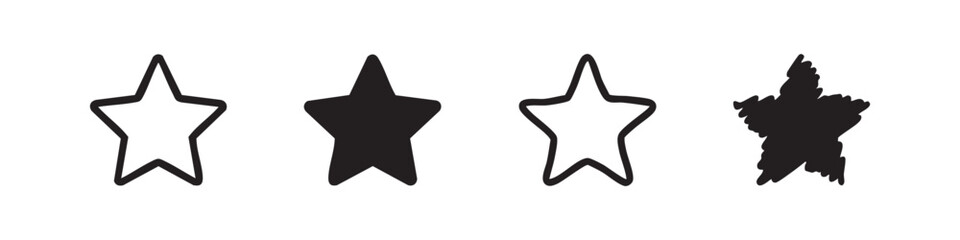 Obraz premium Star Icon Set. Rating and Favorite Symbol Collection. Quality Award Vector Icons. Achievement Glyph and Outline Icons.