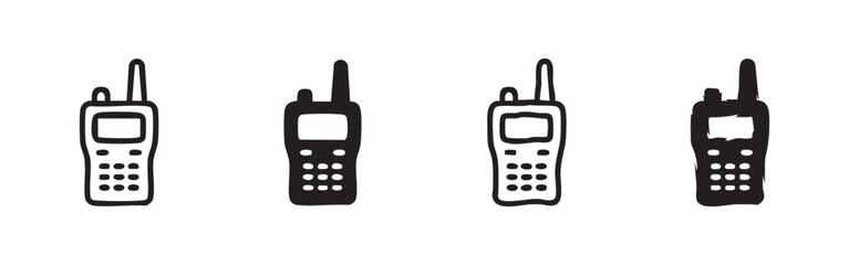 Icons of walkie-talkies for communication, signaling, and portable radios © liubomir118809