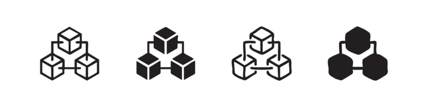 Abstract icons representing data structures, networks, or interconnected systems.