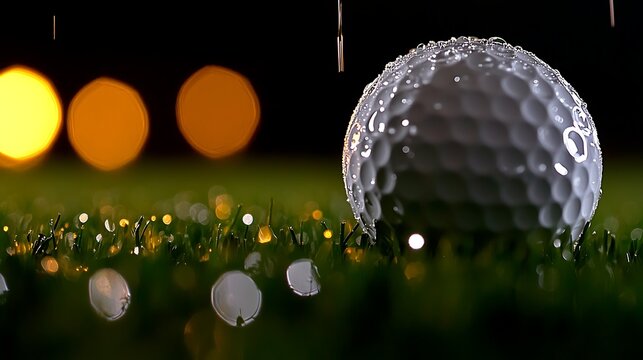 Golf balls on green grass course.