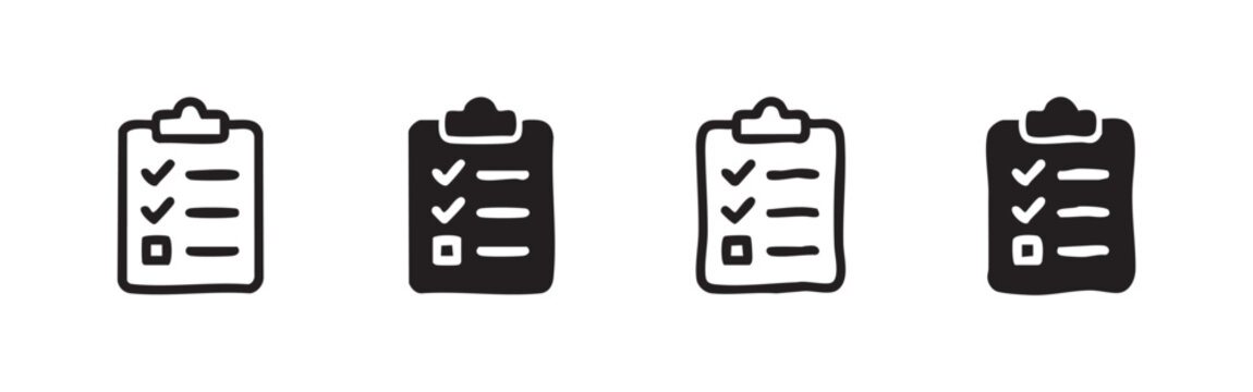 Clipboard with checklist icon set, different styles