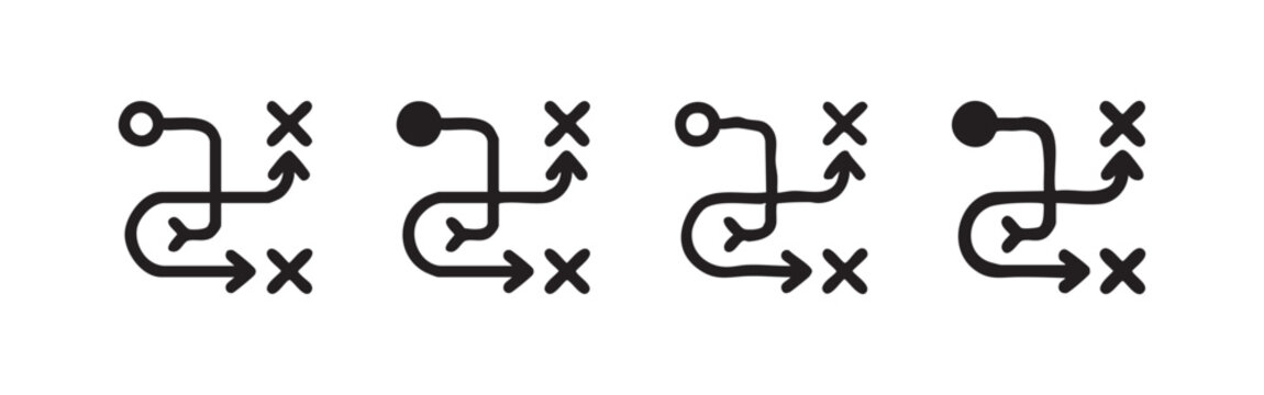 Path route icon set, various styles and fills
