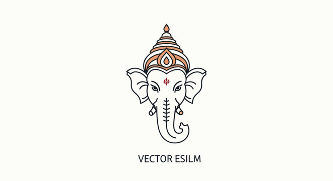 Ganesha Elephant Head Icon Vector Illustration - Hindu Deity Symbol