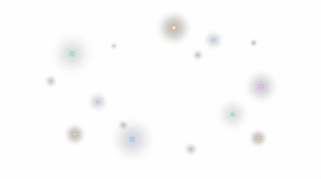 colorful glowing light orbs on black background