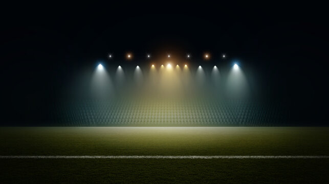 Football stadium at night. An imaginary stadium is modelled and rendered.	