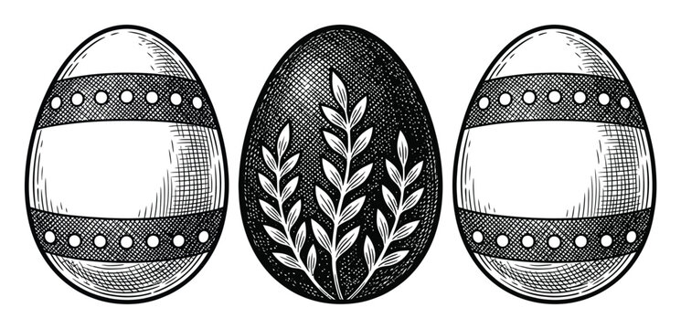 Easter Eggs Vector Illustration with Floral and Dot Patterns