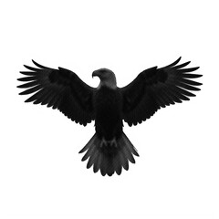 Obraz premium Black halftone silhouette of a soaring bald eagle with wings spread wide