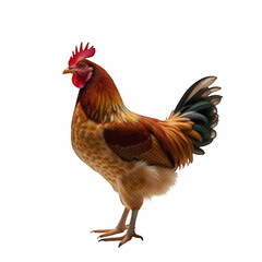 Fototapeta premium A colorful stylized rooster standing profile view with a dotted pixel art halftone pattern texture