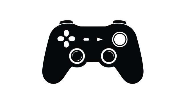 Black video game controller silhouette on a white background isolated gamepad design silhouette high quality professional detailed modern elegant stylish clean