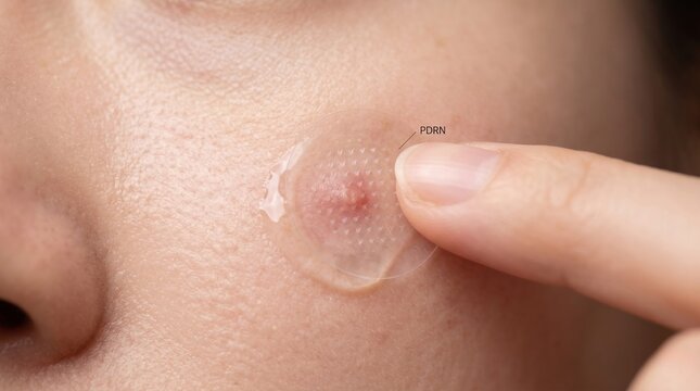 Healing pdrn skincare gel application home skincare routine indoor close-up skin regeneration