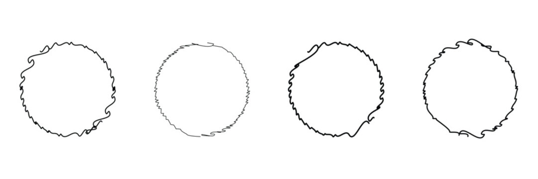 Drawn Jagged and Rough Sketched Circle Frames Set