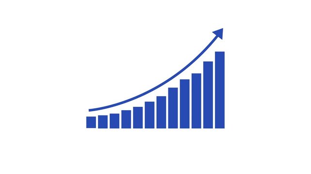 Business growth concept in graph chart showing marketing sales profit increasing to future target . growing business concept. graph chart animation on white background