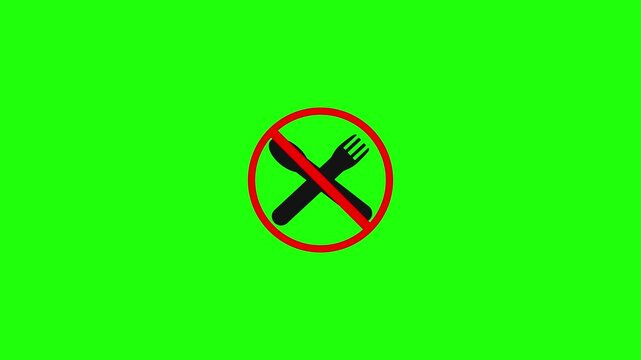 This symbol prohibits bringing food or eating in this place. Vector illustration of a no eating symbol.