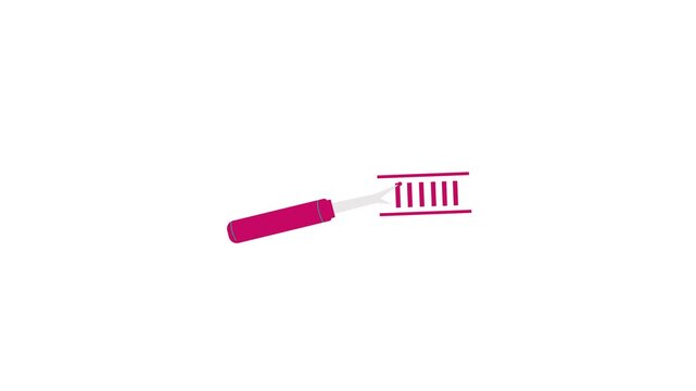 Animated red stitch opening line icon. Stitch opening illustration. Looping video. Simple vector animation on a green background