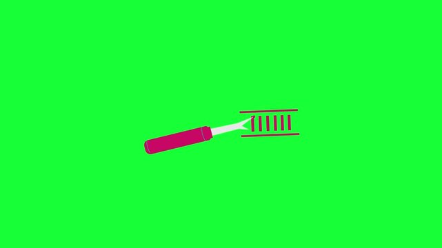 Animated red stitch opening line icon. Stitch opening illustration. Looping video. Simple vector animation on a green background