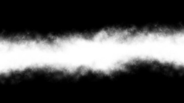 Cinematic Smoke Title Reveal Transition Overlay.  Animation of Dynamic Dense White Fog Expanding From Both Sides And Merging At The Center To Reveal Or Hide Content. Organic Motion Graphics 