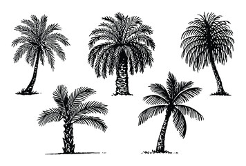 Fototapeta premium Black Palm Trees Vector Illustration