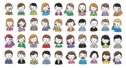 Fototapeta premium Diverse cartoon people faces