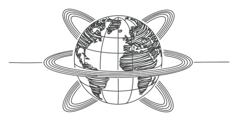Saturn Like Planet Vector Illustration with Globe © Batter stock
