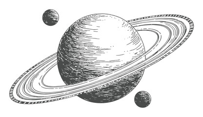 Saturn Planet with Rings and Moons Vector Illustration © Batter stock