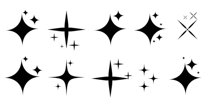 Star sparkle and shine icon collection. Sparkle icons set Vector blink star for logo, sparkle clipart.