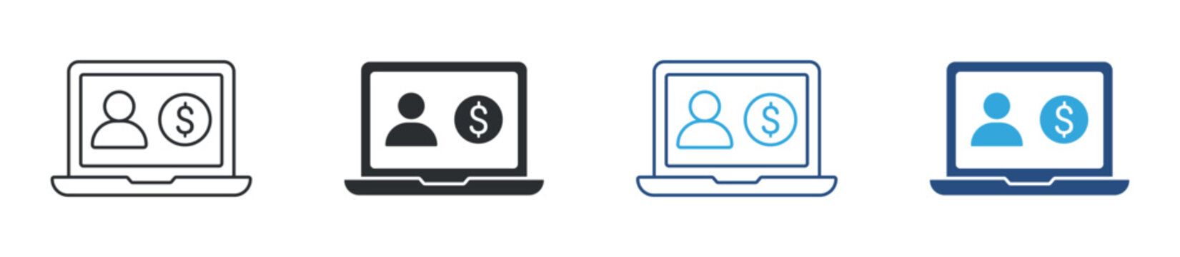 Salary portal icon set. online payment system symbol. payroll and employee management concept. vector illustration.