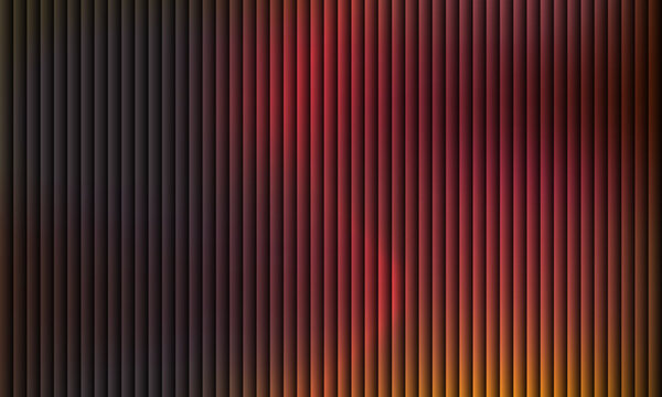 Abstract dark background featuring vertical parallel lines with a warm red and orange gradient glow. Vector Illustration