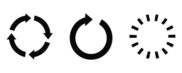 circle arrow silhouette icon set, refresh, reload arrow sign, recycle symbol Vector illustration © Silhouette Zone