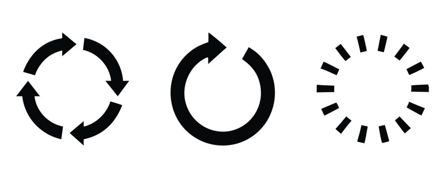 circle arrow silhouette icon set, refresh, reload arrow sign, recycle symbol Vector illustration