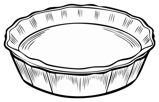 Empty Pie Pan Illustration with Ruffled Edge Ready for Baking Dessert Creation