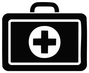 Obraz premium Medical kit icon in black and white, health care concept